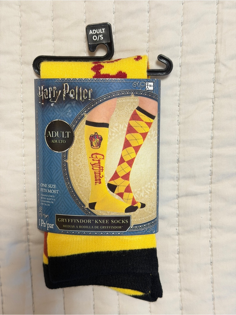 Harry Potter Gryffindor Knee High Socks Adult One Size Argyle Crest NWT